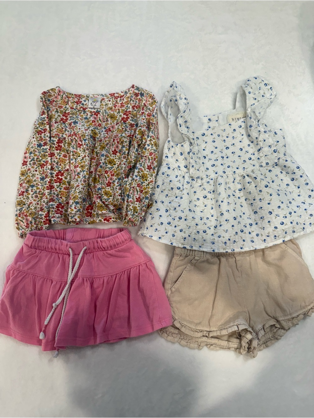 4 piece set - tank, long-sleeve top, shorts, skort